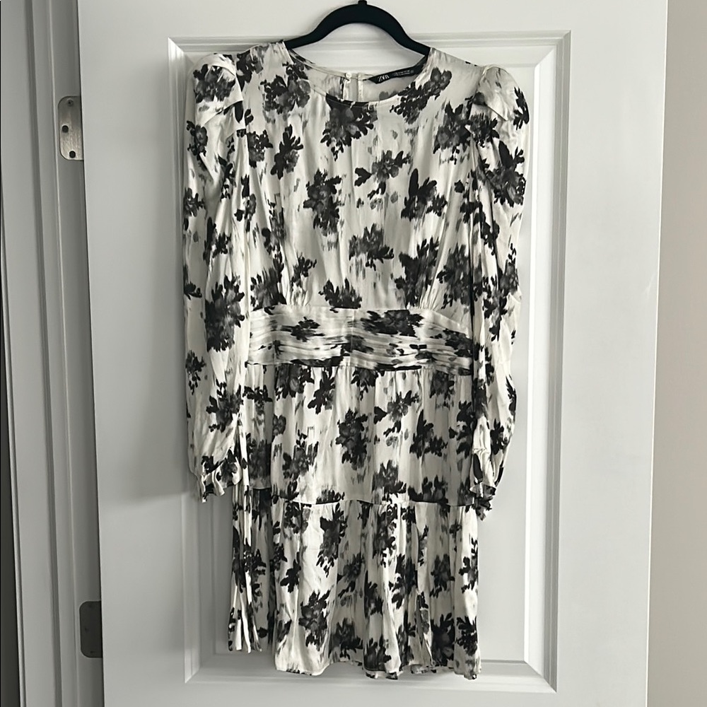 Floral Black and White Dress